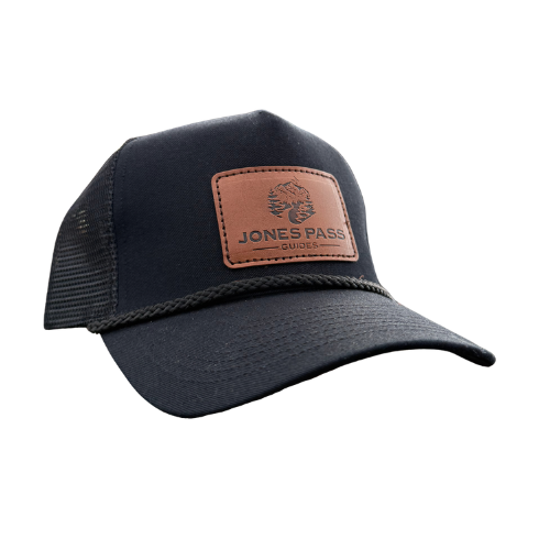 Jones Pass Guides Black Twill Hat with Leather Patch