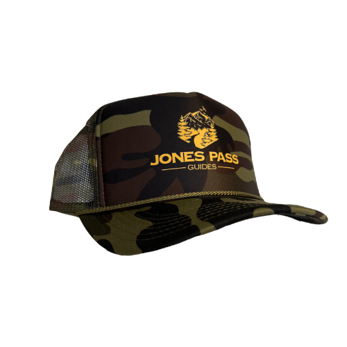 Camo Trucker Hat w/ Yellow Logo Screen Printed