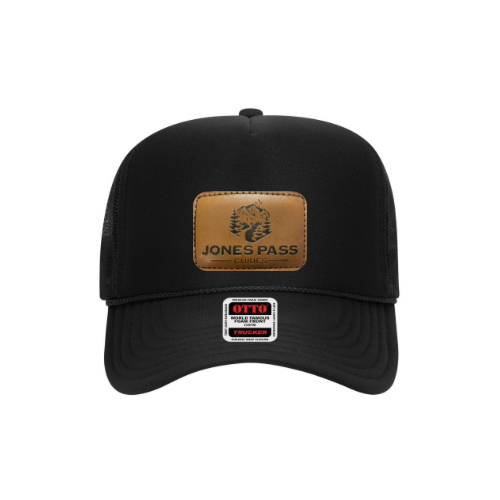 Black Trucker Hat w/ Leather Logo Patch